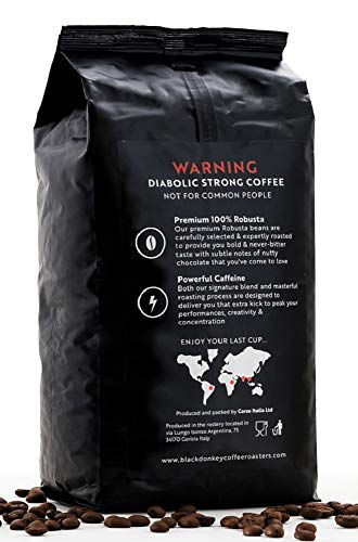 DEVIL'S ROAST 🔱 1KG Café Natural En Grano Extremadamente Fuerte 🔱 Espresso Altamente Cafeinado 🔱 Black Donkey Coffee Roasters