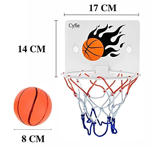 DEWEL Canasta Baloncesto Infantil, Juguetes de Baño Bebe Pelota, Aro de Baloncesto para niños con Ventosa Fuerte con Dos Pelotas y Inflador