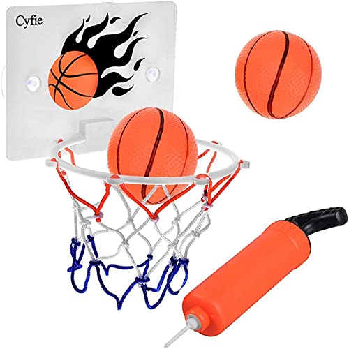 DEWEL Canasta Baloncesto Infantil, Juguetes de Baño Bebe Pelota, Aro de Baloncesto para niños con Ventosa Fuerte con Dos Pelotas y Inflador