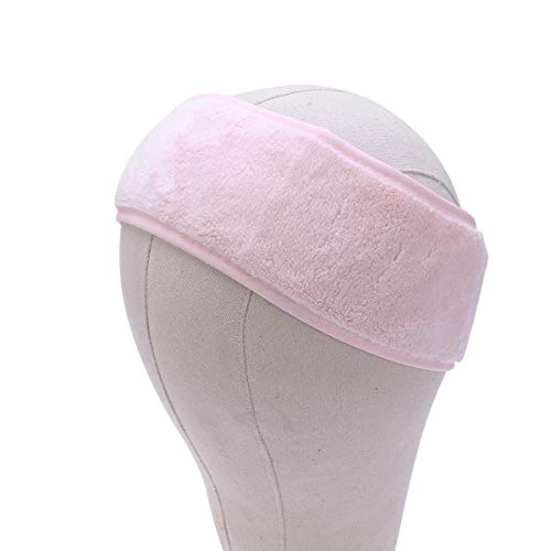 Diadema de spa facial Diadema de microfibra ajustable Toalla elástica Banda para envolver el cabello para ducha de maquillaje, 1 pieza (rosa)