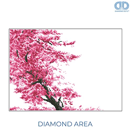 Diamond Dotz Cherry Blossom Mountain Kit de Pintura con Diamantes, Resina, Blanco, 15 x 20.5 cm