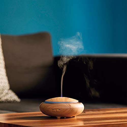 Difusor de aroma Promed AL-150 WS de 150 ml, humidificador de aire de ultrasonidos, humidificador de ambientes, lámpara aromática eléctrica con luz LED en 7 colores, aromaterapia (651015)