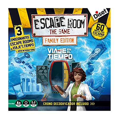 Diset - Escape room the game family edition Viaje en el tiempo, Juego de Mesa Familiar Que simula una Experiencia Escape Room a Partir de 10 años