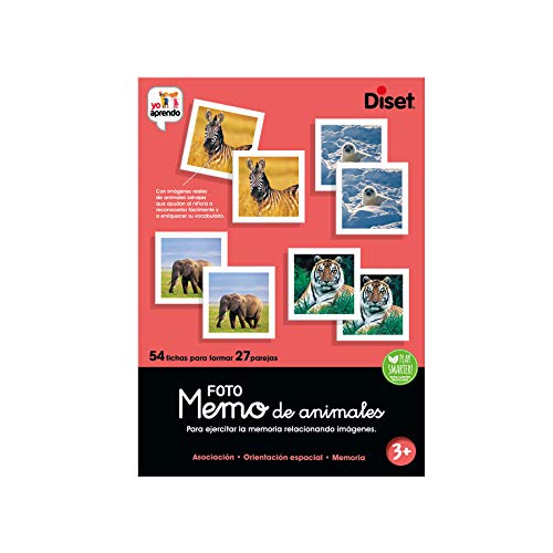 Diset - Memo Photo Animals, Juego educativo de memoria visual para niños a partir de 3 años