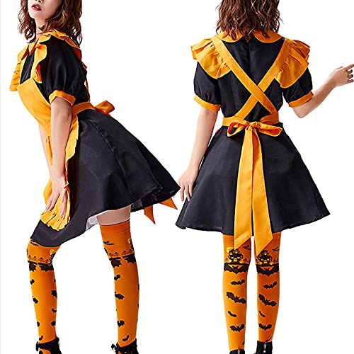 Disfraz de Lolita de Halloween Kawaii JSK OP Cosplay Disfraz de enfermera de criada vestido de delantal para mujeres y niñas, juego completo, naranja_XXL