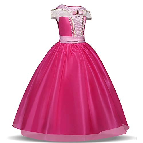 Disfraz de princesa de las niñas Cosplay de la bella durmiente (rosa, 3-10 años)(130cm)