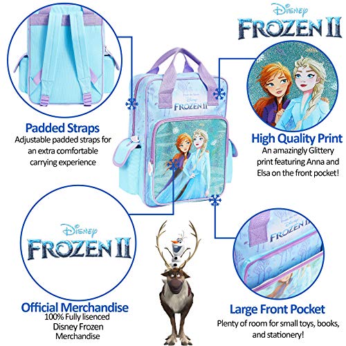 Disney Mochila Escolar Frozen 2 con Elsa y Ana + Bolso Niña, Mochilas Escolares Juveniles con Princesas Disney, Bolsa Infantil Guardería, Regalos Niñas