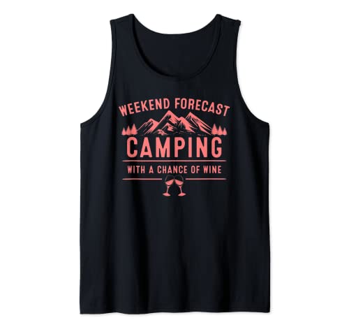 Divertido regalo de camping para las mujeres vino fin de semana Pronóstico amante hombres Camiseta sin Mangas