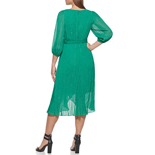 DKNY Dd1ja570 Ballon Sleeve Regular Fit Dress Vestido de cóctel, Green Crystal, 48 para Mujer