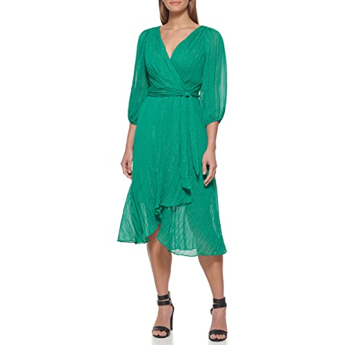 DKNY Dd1ja570 Ballon Sleeve Regular Fit Dress Vestido de cóctel, Green Crystal, 48 para Mujer