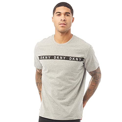 DKNY Hombre Camiseta De Pijama Cuello Redondo Manga Corta Gris Marga L