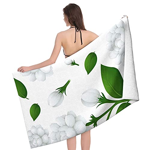 DLJIYZX Toalla de baño Fondo Transparente con Flores de jazmín Toalla de baño Suave Toallas Multiusos Altamente absorbentes Toalla de Playa de Gran tamaño 80X130CM