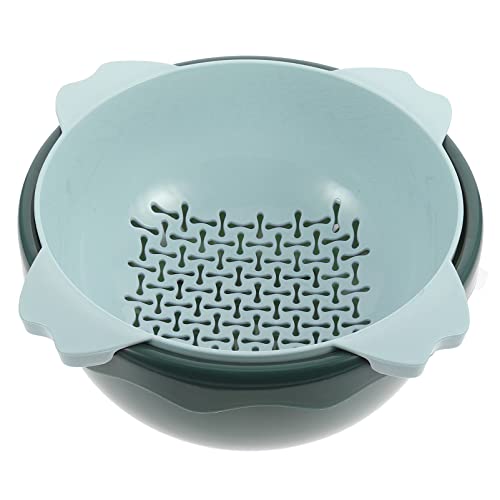 DOITOOL Colador de cocina Colador Tazón de lavado y colador Exprimidor manual Cítricos Canasta de drenaje para frutas Verduras Limpieza Mezcla Azul