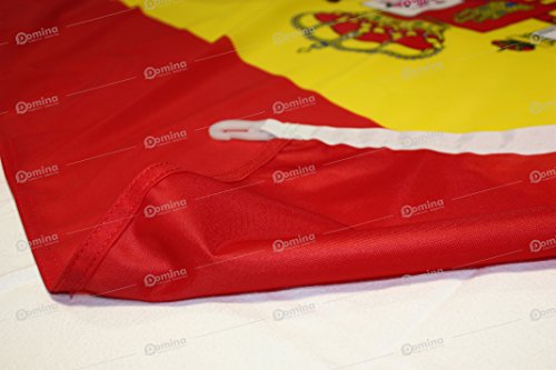 Domina Bandera España 225x150 cm en Tela náutico 115g/m², Bandera española 225x150 Lavable,Bandera de Espana 225x150 con cordón,Doble Costura perimetral y Cinta de Refuerzo