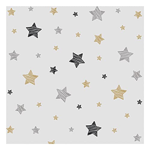 DON LETRA Papel Vinilo Adhesivo de Estrellas para Muebles y Pared de Habitación Infantil, 45 x 200 cm, Color Gris, VNL-097-2M
