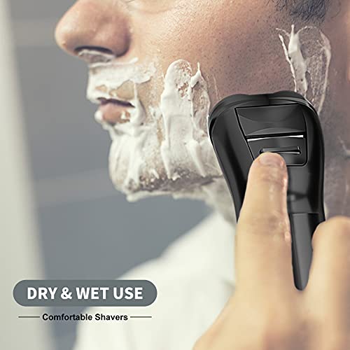 donlix Afeitadora Eléctrica Recargable 100% Impermeable Hombre Rotativa Con Cortapatillas Desplegable Para Bigote Y Patillas Hombres Mujeres Uso en seco y húmedo Negro