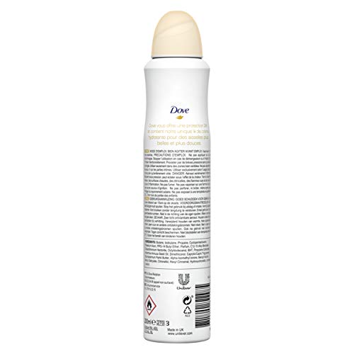 Dove Déodorant Femme Spray Antibactérien Pierre d'Alun et Beurre de Karité, Efficace 24h Formule Testée Dermatologiquement (Lot de 6x200ml)