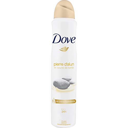 Dove Déodorant Femme Spray Antibactérien Pierre d'Alun et Beurre de Karité, Efficace 24h Formule Testée Dermatologiquement (Lot de 6x200ml)