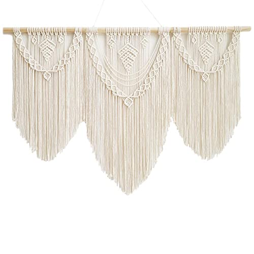 DUO ER Gran Pared Colgando Macrame Tapicería Hogar Cortina Decorativa Mano Tejido Tapicería de algodón Bohemio Fondo de Boda (Color : A)