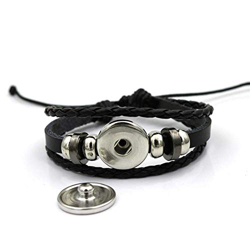 DZX Pulsera Mandala Creativa Planta de Flores Pulsera de Piedras Preciosas de Tiempo de múltiples Capas de Cuero Negro Tejido Hecho a Mano con Cuentas de Personalidad Europea y Americana joyería de m