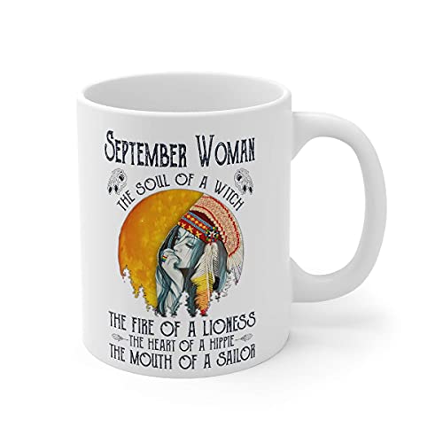 Eastlif Taza Mujer de septiembre el Alma de una Bruja el Fuego de una Leona el corazón de un Hippie la Boca de un Marinero