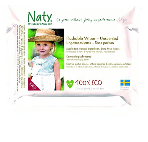Eco by Naty Babycare Eco - Toallitas limpiables sin perfume, 42 toallitas