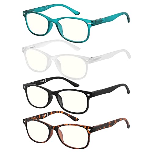 EFE Gafas de Lectura 4-Pack Hombres Mujeres Gafas Presbicia Buena Vision Anti Luz Azul con Diseño de Bisagra de Resorte Ligeros Cómodos para Antifatiga 1.75