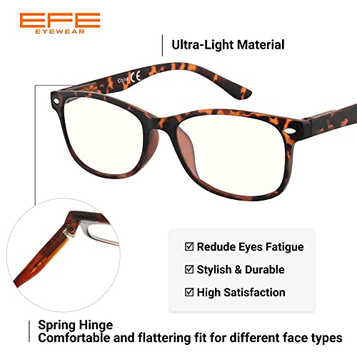 EFE Gafas de Lectura 4-Pack Hombres Mujeres Gafas Presbicia Buena Vision Anti Luz Azul con Diseño de Bisagra de Resorte Ligeros Cómodos para Antifatiga 1.75