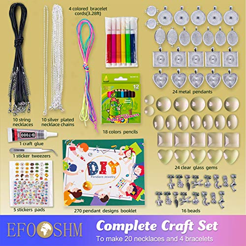 EFO SHM Manualidades Niños Cadena Collar Creativo Kit Manualidades Arts Crafts Materiales con 20 Collares, 4 Pulseras