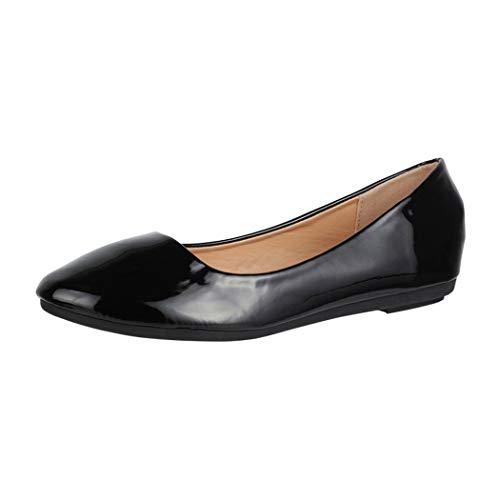 Elara Bailarinas Mujer Cómodo Laca Chunkyrayan JSZ2020-109 Black-37