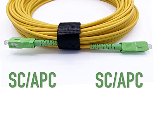 Elfcam Fibra óptica Cable SC/APC a SC/APC monomodo simplex 9/125, Compatible con Orange, Movistar, Vodafone y Jazztel