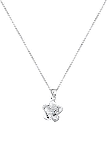 Elli DIAMONDS Collares Diamante Flor de Frangipani (0,03 ct) en Plata Esterlina 925