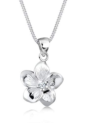 Elli DIAMONDS Collares Diamante Flor de Frangipani (0,03 ct) en Plata Esterlina 925