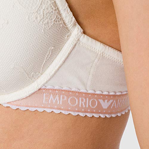 Emporio Armani Underwear Push Up Bra Remov.Pads Sustainable Cotton Lace Sujetador, Marfil, 90B para Mujer