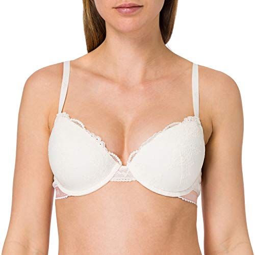 Emporio Armani Underwear Push Up Bra Remov.Pads Sustainable Cotton Lace Sujetador, Marfil, 90B para Mujer