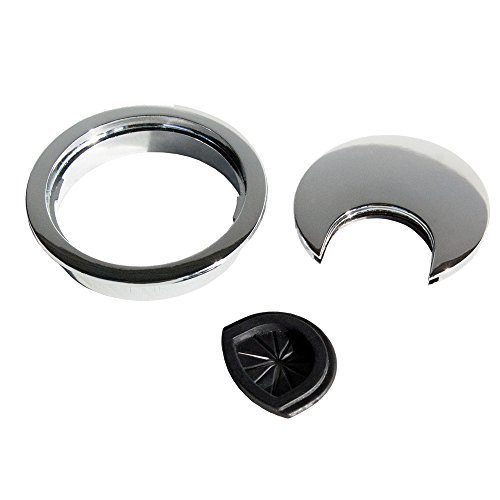 Emuca - Pasacables de mesa circular Ø60mm de zamac cromado mate, tapa pasacables encastrable en mesa de oficina/escritorio, lote de 8