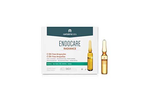 Endocare Radiance C Oil-free - Ampollas Faciales Antiedad, Regeneradoras y Antioxidantes de Alta Tolerabilidad, para Pieles Normales y Grasas, 10 Unidades