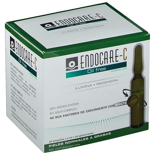 Endocare Radiance C Oil-free - Ampollas Faciales Antiedad, Regeneradoras y Antioxidantes de Alta Tolerabilidad, para Pieles Normales y Grasas, 30 Unidades