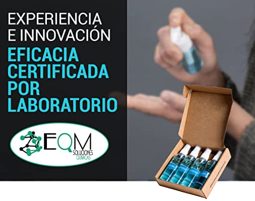 EQM SOLUCIONES QUÍMICAS | ECO-901 | 4X 100 ML | Loción Hidroalcohólica para manos | Eficacia certificada por laboratorio | 70% alcohol + glicerina vegetal (Sin aroma)