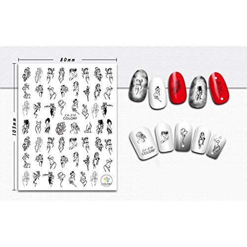 Etiqueta engomada del Clavo 3D Nails Art Slider Geometric Girl Design Decoración Manicure Tips Adhesive Sticker Wraps