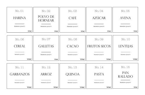 Etiquetas para Tarros Botes Contenedores Organizardor de Alimentos Despensa; Pegatinas Adhesivos de Vinilo (ESPAÑOL)