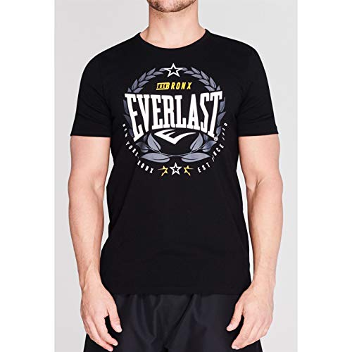Everlast - Camiseta de cuello redondo para hombre, diseño de laurel Negro Negro ( S