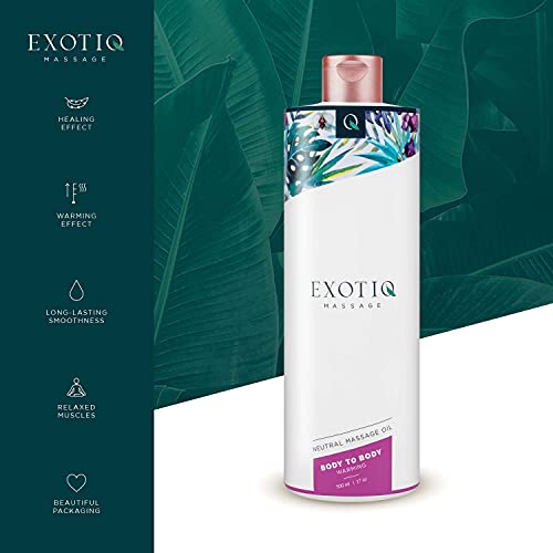 Exotiq Calentamiento Cuerpo a Cuerpo Aceite Masaje (500ml - 17oz) - con un Efecto de Calentamiento para un Masaje Erótico – Perfecto para un Masaje de Aceite Caliente; Suave, Duradero, Nutritiva