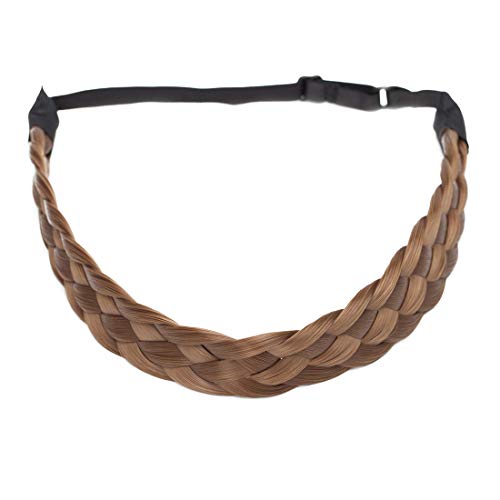 Extensiones de cabello Hairband trenzado de cabello Diadema Clásico grueso grueso Trenzas anchas Trenzado elástico Elástico Mujeres Chica Accesorio de belleza 30g Marrón claro