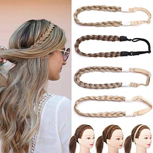 Extensiones de cabello Hairband trenzado de cabello Diadema Clásico grueso grueso Trenzas anchas Trenzado elástico Elástico Mujeres Chica Accesorio de belleza 30g Marrón claro