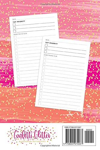 F - To Do List Notebook, Daily Checklists with 3 Top Priorities, 120 Pages: Pretty Initial Monogram Letter A To-Do Book, Cute Hot Pink & Gold Confetti ... Daily Task Planner (Pink Gold Series 1)