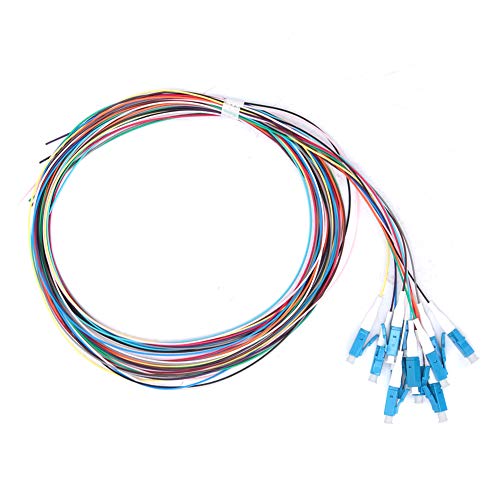 Fafeicy Pigtail de fibra óptica de 12 hilos LC/UPC Monomodo, Baja pérdida de inserción 1.5m 1310-1550nm, utilizado en LAN de fibra óptica