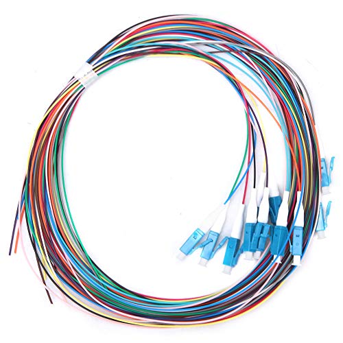 Fafeicy Pigtail de fibra óptica de 12 hilos LC/UPC Monomodo, Baja pérdida de inserción 1.5m 1310-1550nm, utilizado en LAN de fibra óptica