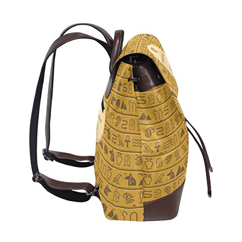 FANTAZIO Mochilas Antiguo Egipto Jeroglíficos Bolso de piel para escuela