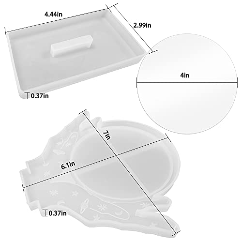 FineGood Moldes de resina para marco de fotos con espejo acrílico, moldes de resina epoxi Molde de silicona para espejo de maquillaje